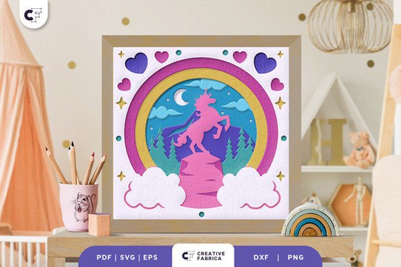 Download Unicorn 3D Shadow Box Paper Cut - Premium Resources