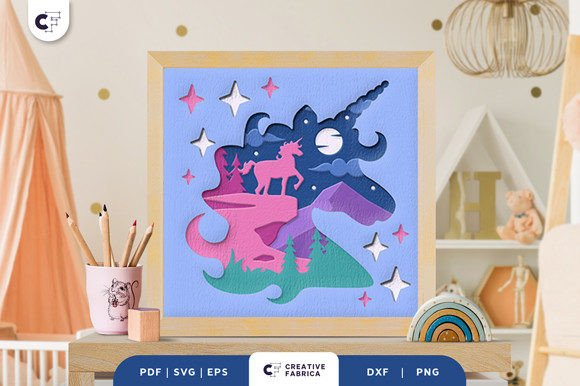 Download Unicorn 3D Shadow Box Paper Cut SVG - Premium Resources