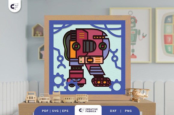 Download Alphabet Robot Letter R 3D Shadow Box - Premium Resources